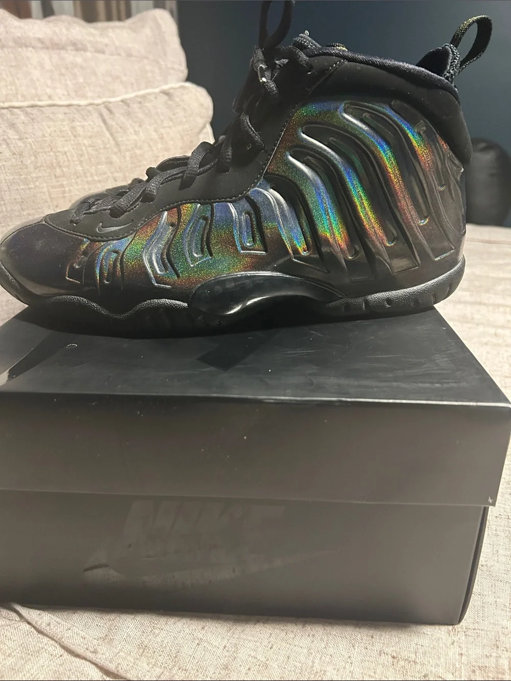 Nike Kids Black Iridescent Foamposite Sneakers